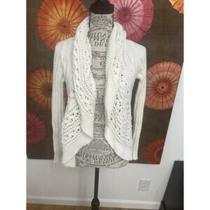 Cynthia Rowley 100% Cotton Knit Waterfall Cardigan Feminine Minimalist Sz S